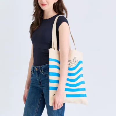 Bolsa pequeña de lona de algodón con asas largas