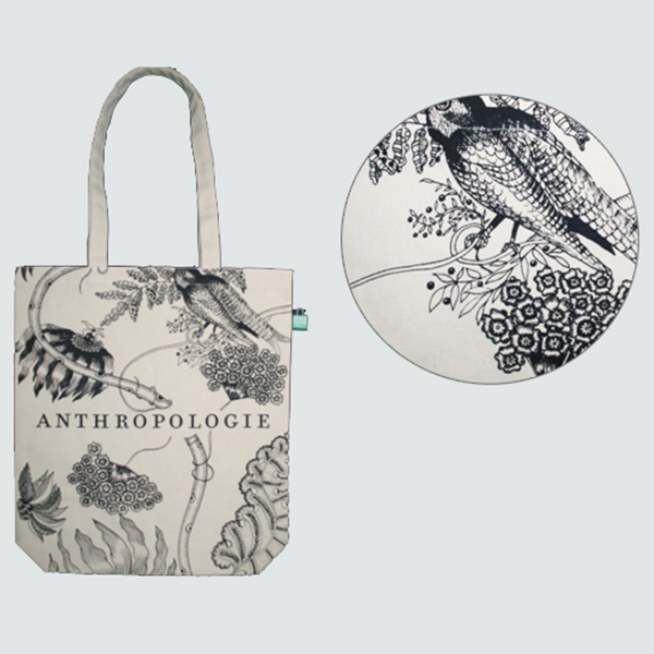 anthropologie monogram tote bag printing details
