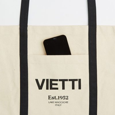 Customised canvas shopper tote with printed logo and pocket - Direct from wholesale Manufacturer