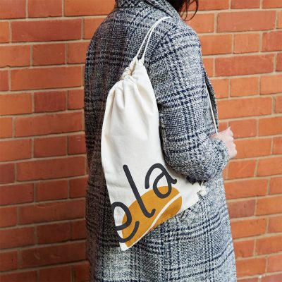 bespoke cotton shoulder backpack with ela logo - Ethical Manufacturer
