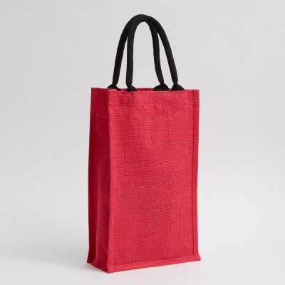 dyed two bottle jute bag in natural jute direct from manufacturer