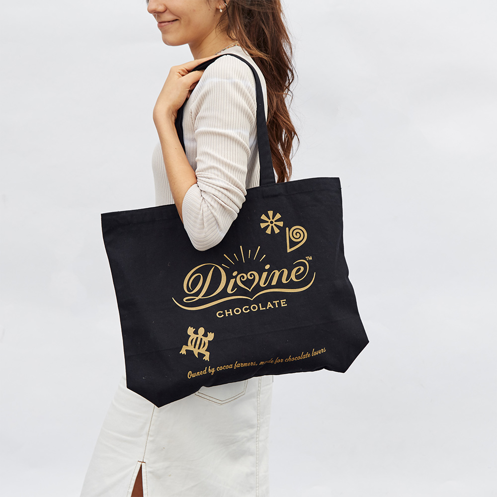 Large canvas shopping bag dyed with gold print - Direct from No.1 Ethical bag Manufacturer of UK