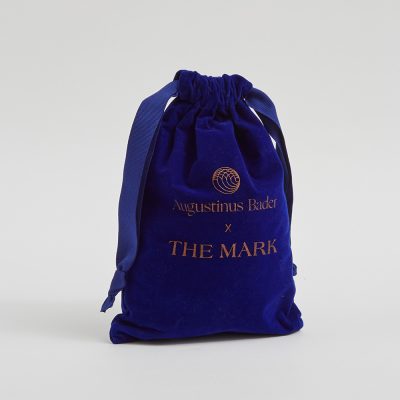 luxury drawstring bag in metallic print and gross grain ribbon - Ethical Manufacturer