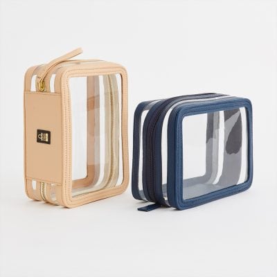 bolsas de maquillaje de pvc transparente en piel vegana