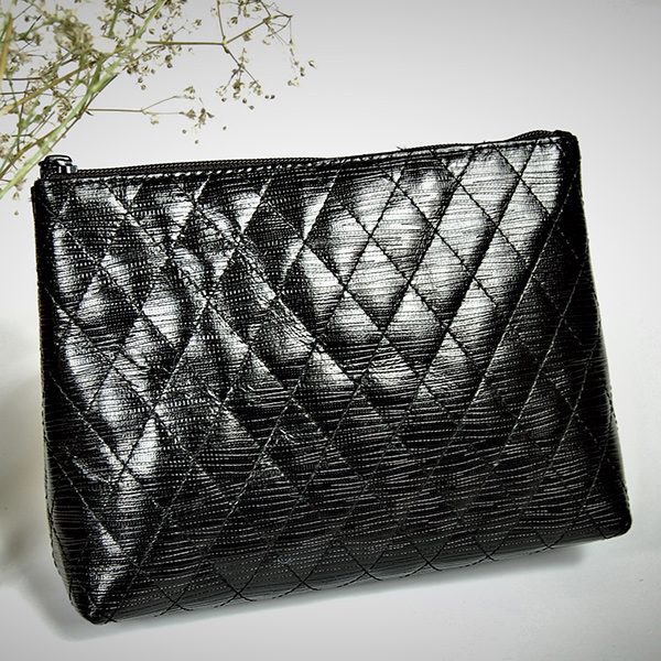 borsa da trucco trapuntata in pelle premeium